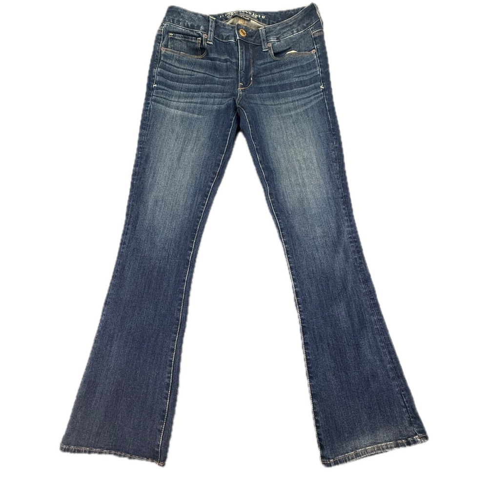 American‎ Eagle Skinny Kick Jeans Womens 6 Short Blue 360 Super Stretch Denim
